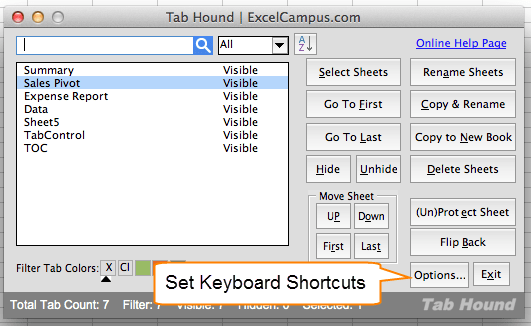 create tab button excel for mac